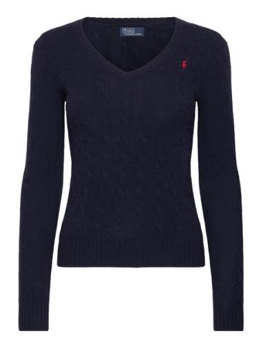 Polo Ralph Lauren Cable-Knit Wool-Cashmere V-Neck Sweater Blå