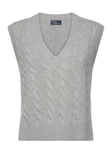 Polo Ralph Lauren Cable Wool-Cashmere V-Neck Sweater Vest Grå