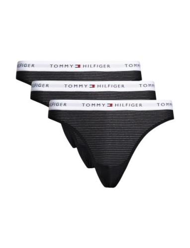 Tommy Hilfiger 3 Pack Mesh Thong Svart