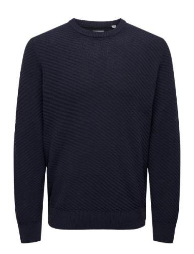 ONLY & SONS Onsfoster Life Reg 7 Struc Crew Knit Marinblå