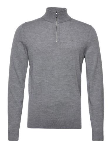 Calvin Klein Merino Rws Quarter Zip Grå