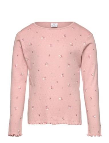 Lindex Top L S Pointelle Aop Rosa