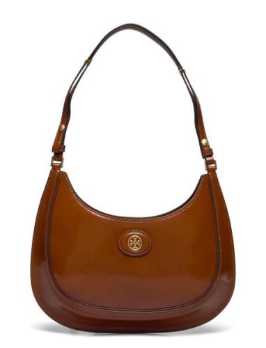 Tory Burch Robinson Spazzolato Convertible Crescent Bag Brun