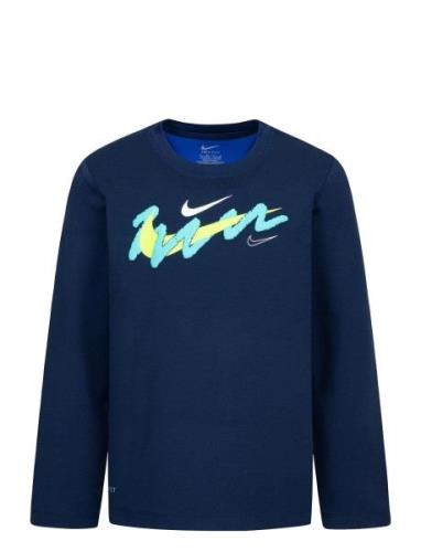 Nike Nike Dri-Fit Swoosh Longsleeve Tee Marinblå