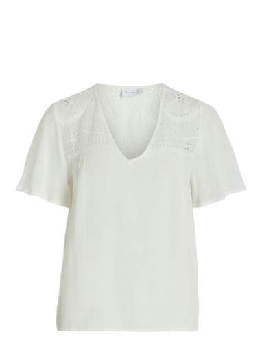 Vila Vimesa Lace S/S Top - Noos Kräm