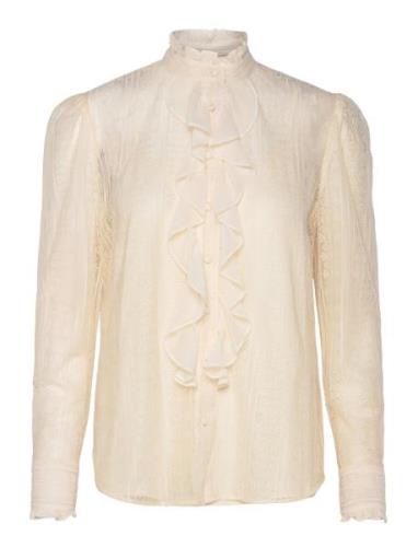 Lauren Ralph Lauren Ruffle-Trim Lace Shirt Kräm