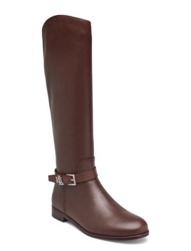 Lauren Ralph Lauren Brooke Burnished Leather Riding Boot Brun