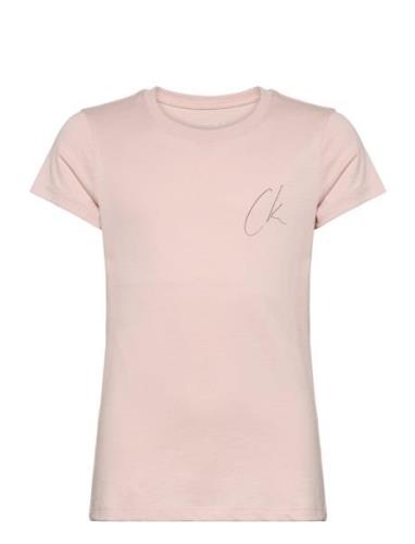 Calvin Klein Ck Signage Slim Ss T-Shirt Rosa