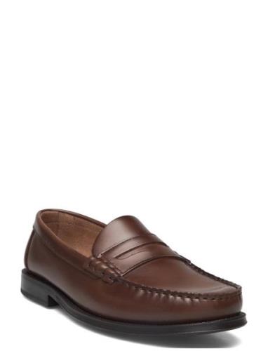 Mango Aged-Leather Loafers Brun