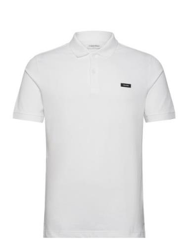 Calvin Klein Stretch Pique Slim Button Polo Vit