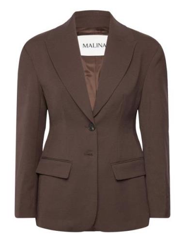 Malina Ella Tailored Peplum Blazer Brun