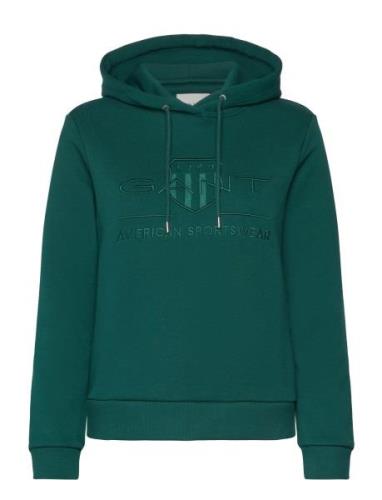 GANT Reg Tonal Shield Hoodie Grön