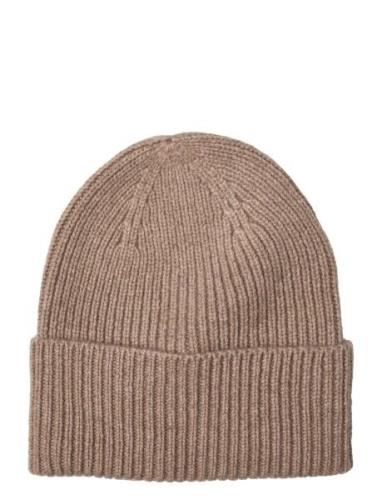 Davida Cashmere Fold Rib Cap Beige