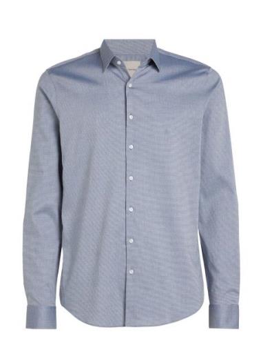 Calvin Klein Non Iron Pattern Slim Shirt Blå