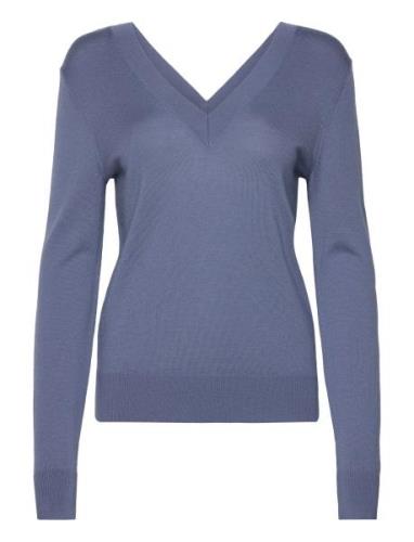 Calvin Klein Merino Wool V-Neck Sweater Blå