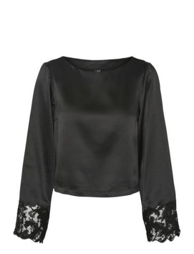 Vero Moda Vmmerle Lace Ls Boat Neck Top Wvn Ga Svart