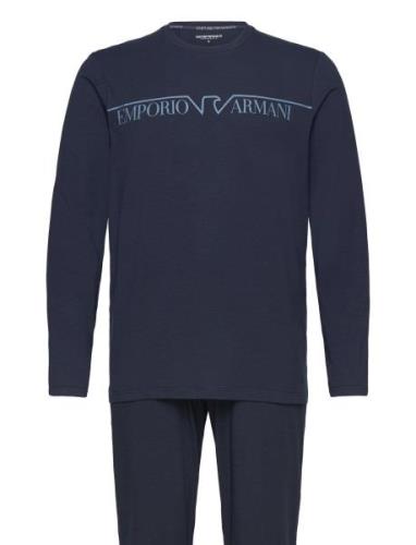 Emporio Armani Men's Knit Long Pyjamas Marinblå