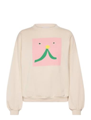 Bobo Choses Abstract Cat Smile Print Sweatshirt Kräm