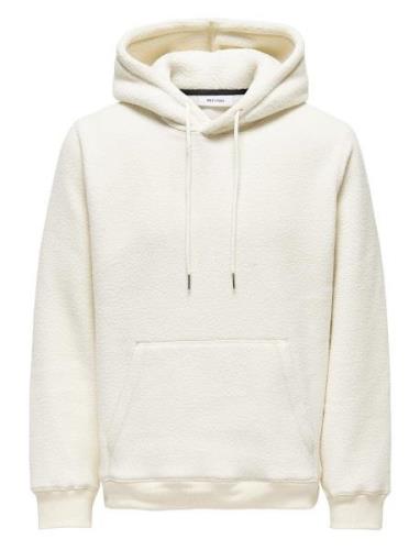 ONLY & SONS Onsemilio Reg Teddy Hoodie Sweat Vd Vit