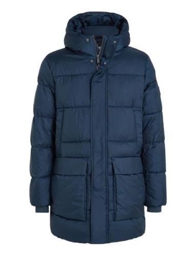 Calvin Klein Long Hooded Quilt Puffer Mw Marinblå