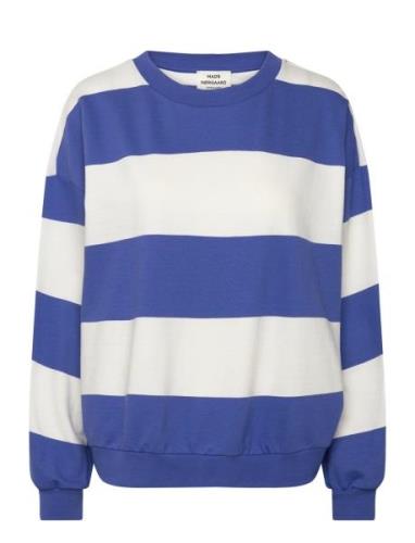 Mads Nørgaard Airy Sweat Stripe Denver Sweatshirt Blå