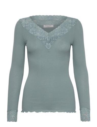 Rosemunde Organic T-Shirt W/ Lace Blå