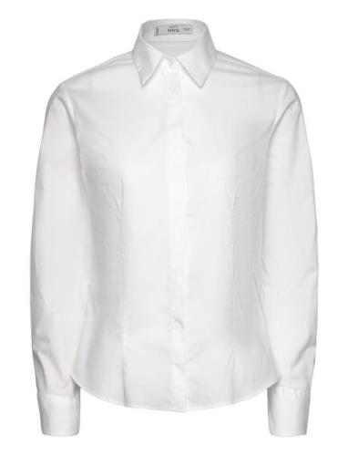 Mango Fitted Cotton Shirt Vit