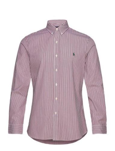 Polo Ralph Lauren Slim Fit Striped Stretch Poplin Shirt Röd