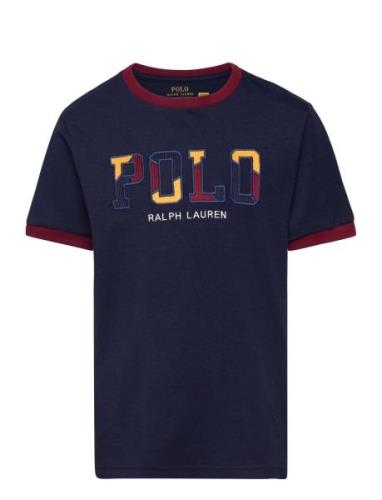 Ralph Lauren Kids Corduroy-Logo Cotton Jersey Tee Marinblå