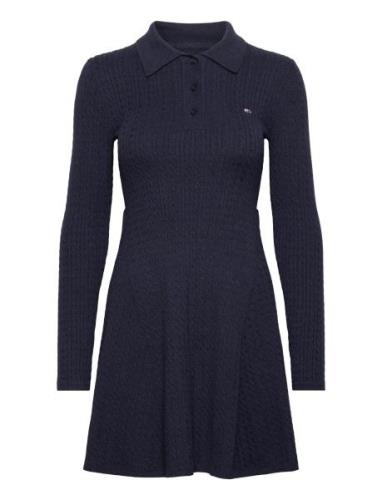 Tommy Jeans Tjw F&F Polo Cable Sweater Dress Marinblå