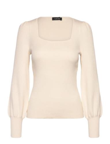 Lauren Ralph Lauren Rib-Knit Puff-Sleeve Sweater Kräm