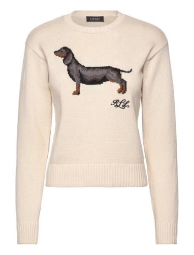 Lauren Ralph Lauren Intarsia-Knit Dachsund Cotton Sweater Kräm