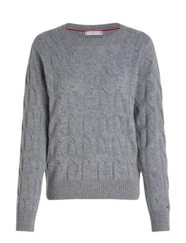 Tommy Hilfiger Soft Wool Cable C-Nk Ls Swt Grå