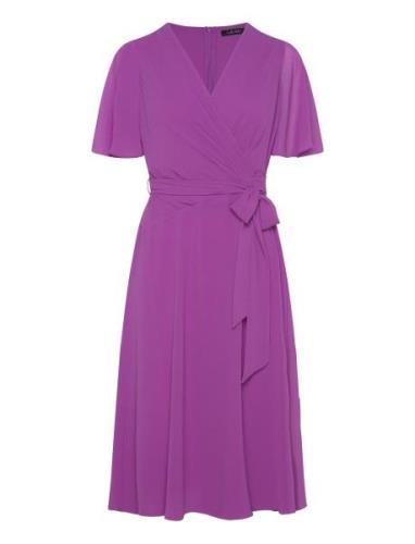 Lauren Ralph Lauren Belted Georgette Dress Lila