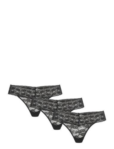 Lindex Brief Thong Low Lacey 3 Pack Svart