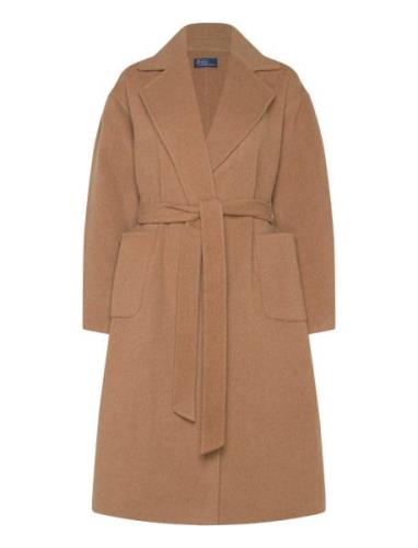 Polo Ralph Lauren Double-Faced Wool Wrap Coat Beige