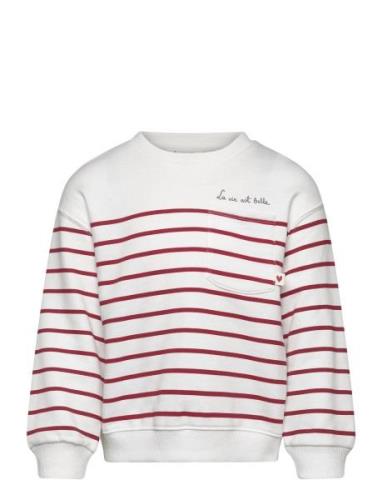 Mango Striped Cotton-Blend Sweatshirt Vit