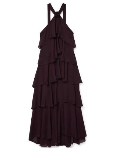 Vero Moda Vmfelicia Sl Ruffle Maxi Dress Exp Burgundy