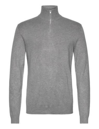 Lindbergh Half Zip Mélange Knit Grå