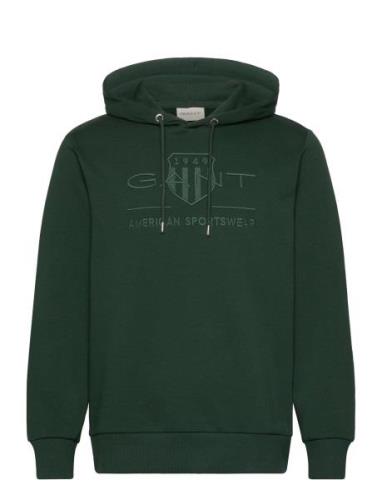 GANT Reg Tonal Shield Hoodie Grön