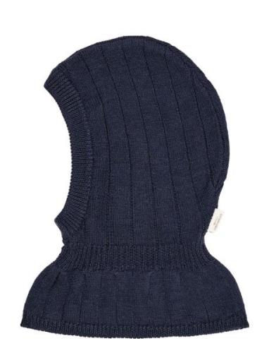 Copenhagen Colors Rib Knitted Balaclava In Merino Wool Marinblå