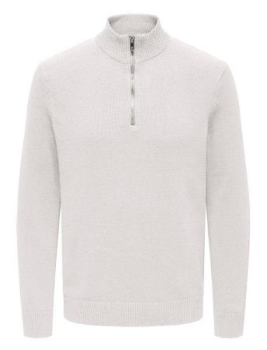 ONLY & SONS Onsfabian Life Reg 7 Half Zip Knit Vit