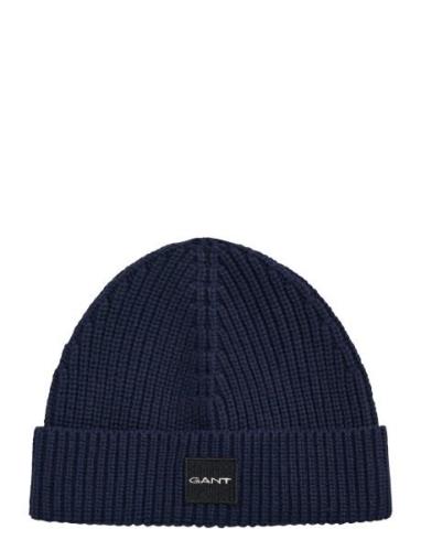 GANT Unisex. Cotton Rib Knit Beanie Marinblå