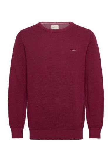 GANT Cotton Pique C-Neck Burgundy