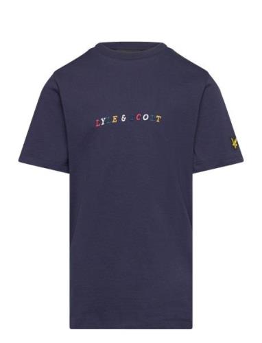 Lyle & Scott Multi Colour Embroidery T-Shirt Marinblå