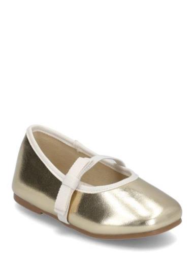 Mango Metallic Strip Ballerinas Guld