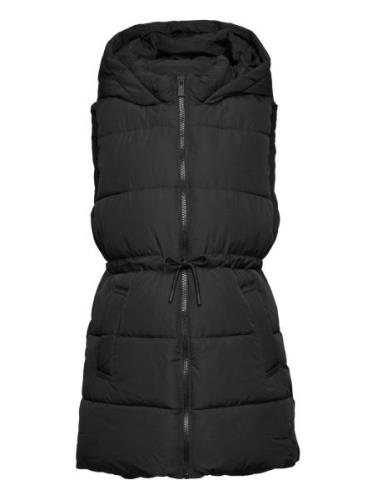 Mango Long Quilted Gilet Svart