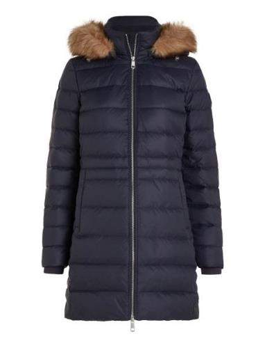 Tommy Hilfiger Tyra Down Coat With Fur Marinblå