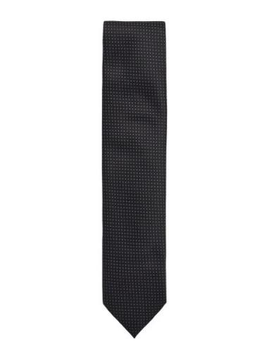 Lindbergh Black Polyester Tie With Dots 7 Cm Svart