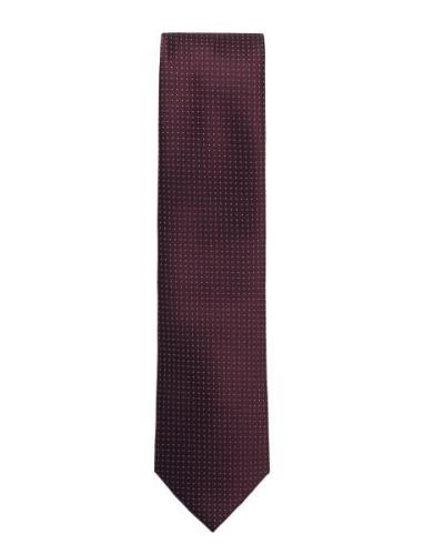 Lindbergh Black Polyester Tie With Dots 7 Cm Burgundy